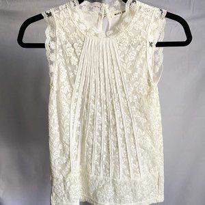 MISS ONE white lace sleeveless blouse, white lace blouse, sleeveless lace blouse